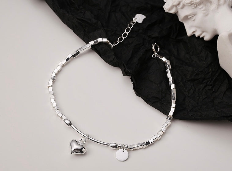 Puffed Heart Sterling Silver Bracelet