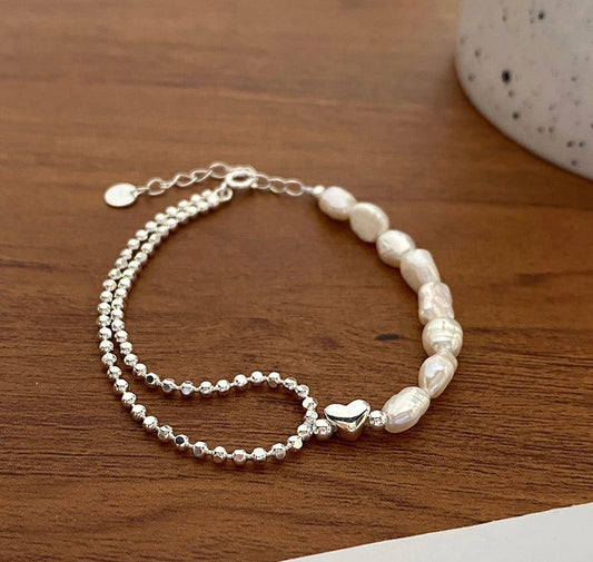 Dainty Heart Freshwater Pearl Bracelet